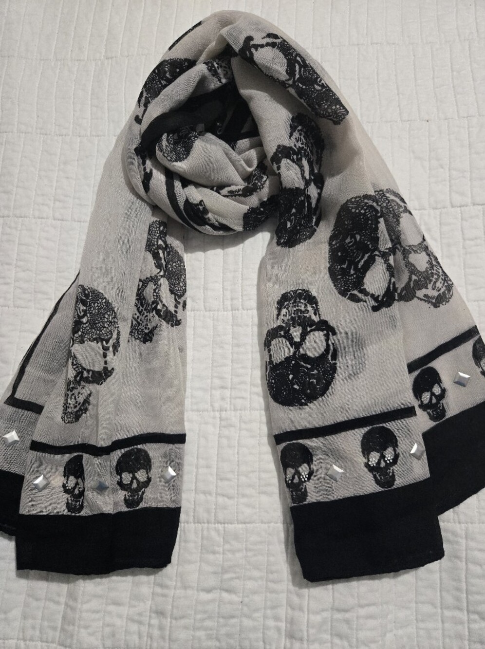 Lane Bryant Black and White Skull Accent Scarf - Picture 5 of 8